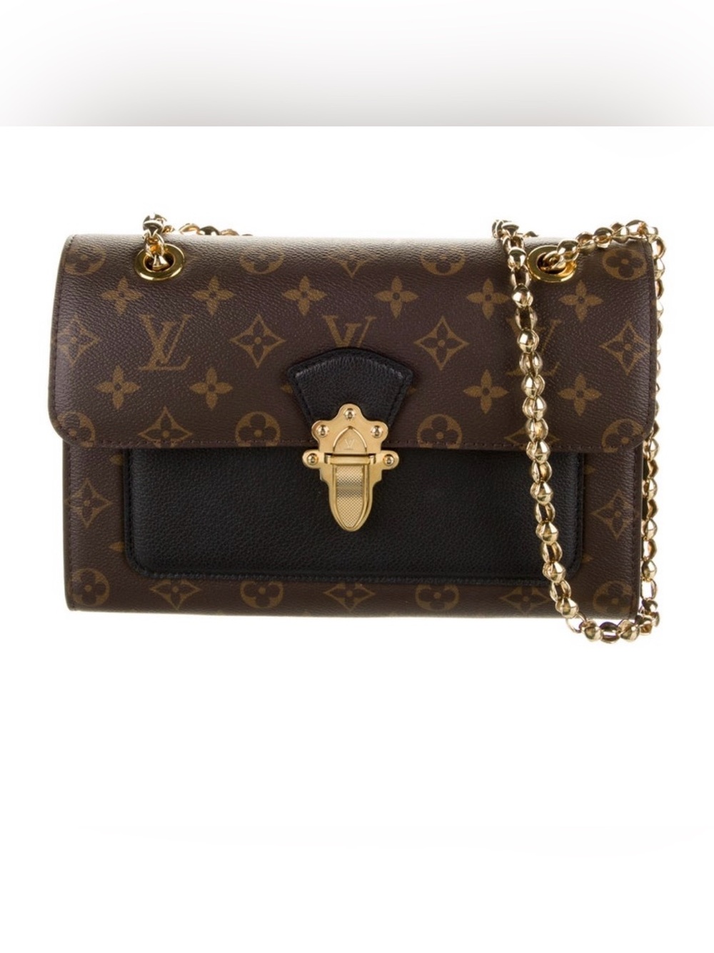 Louis Vuitton Monogram Canvas Shoulder Bag in Brown & Black with Gold Hardware - Picture 1 of 14